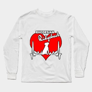 Rhodesiean Ridgeback white Heartbeat Ridgebackfan Long Sleeve T-Shirt